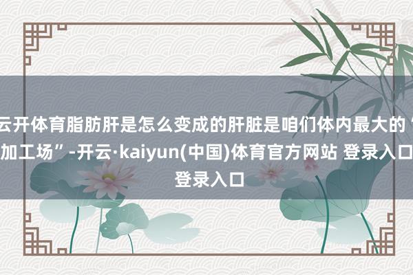 云开体育脂肪肝是怎么变成的肝脏是咱们体内最大的“加工场”-开云·kaiyun(中国)体育官方网站 登录入口